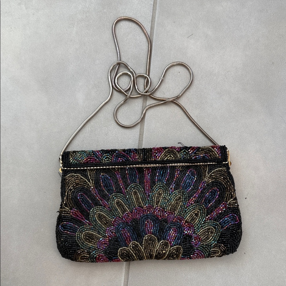 Elegant Multicolor Beaded Clutch